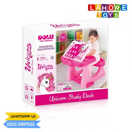 Dolu Unicorn Kids Play Desk Pink w/Flip Lid Storage