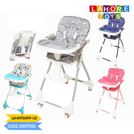 Foldable Baby High Chair with Wheels Color Grey