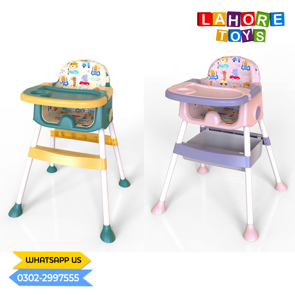 Adjustable Folding Children Dining Table High Chair with Adjustable Tray & Booster
